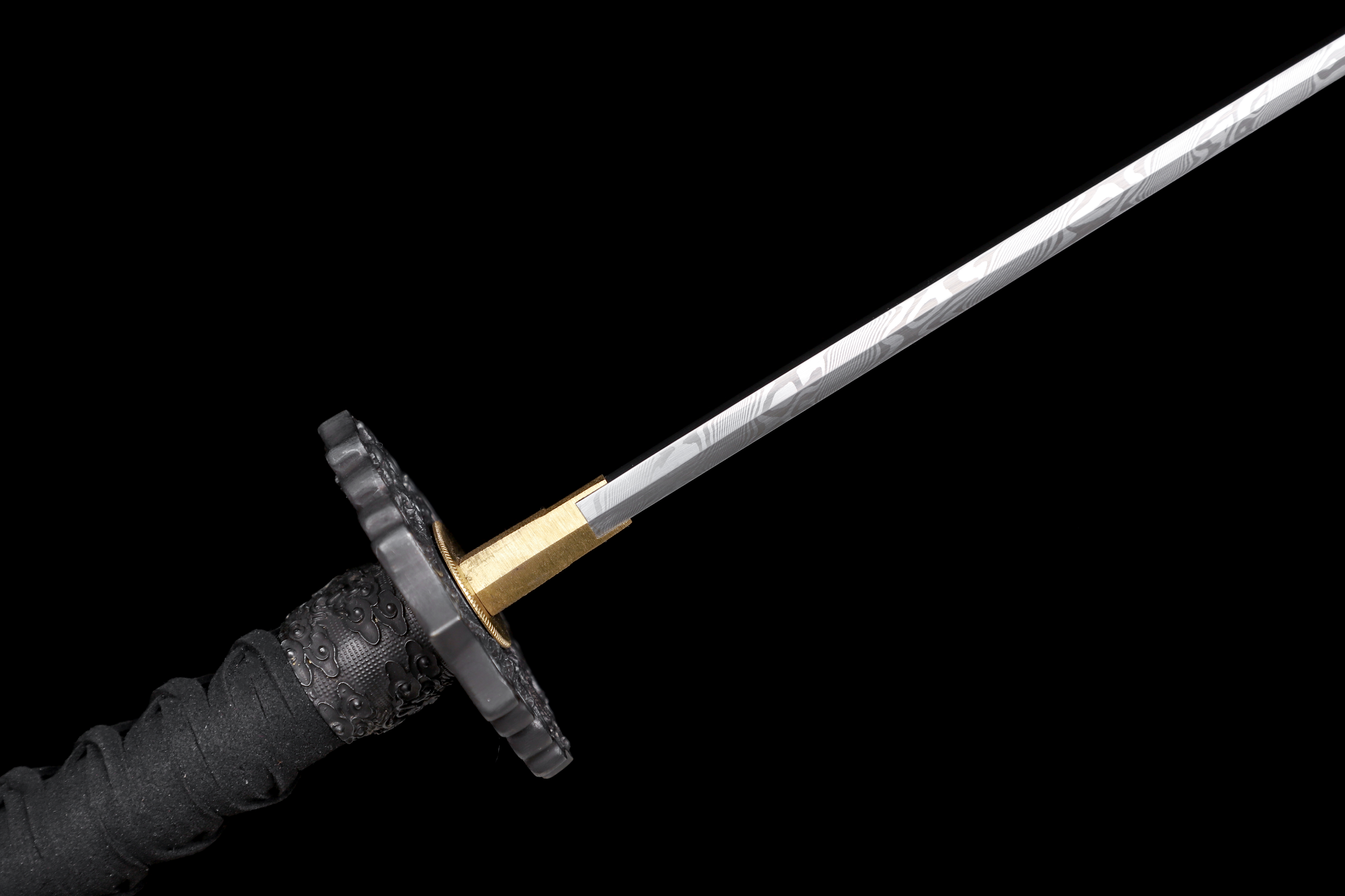 Handmade Katana Damascus Twisted Steel Silver Dragon Kozuka Kogai