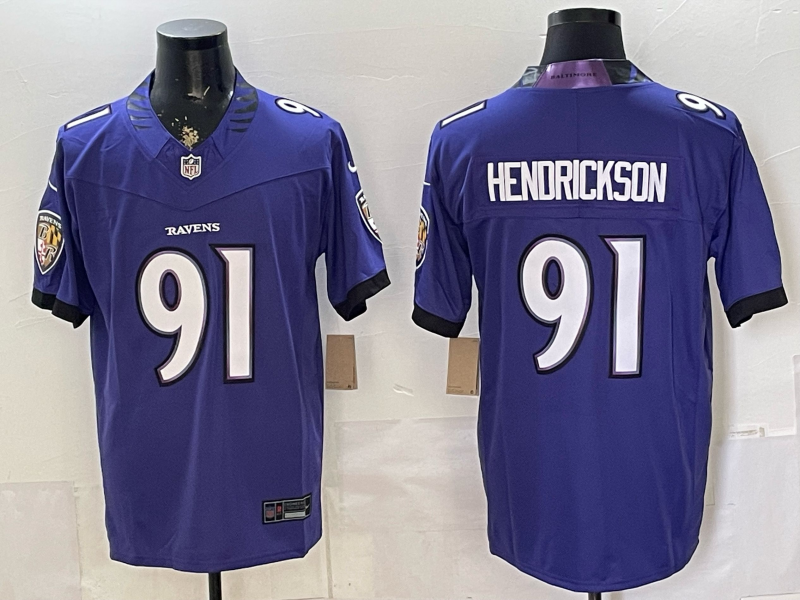 Men's Baltimore Ravens Trey Hendrickson #91 Purple Vapor F.U.S.E. Stitched Limited Jersey