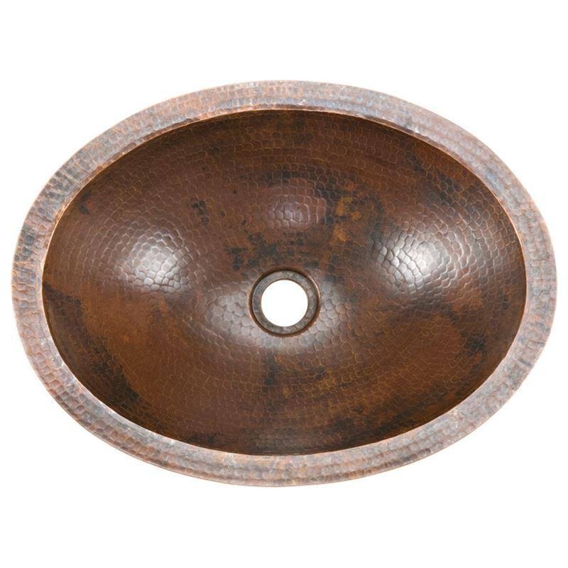 Small Oval Under Counter Hammered Copper Sink