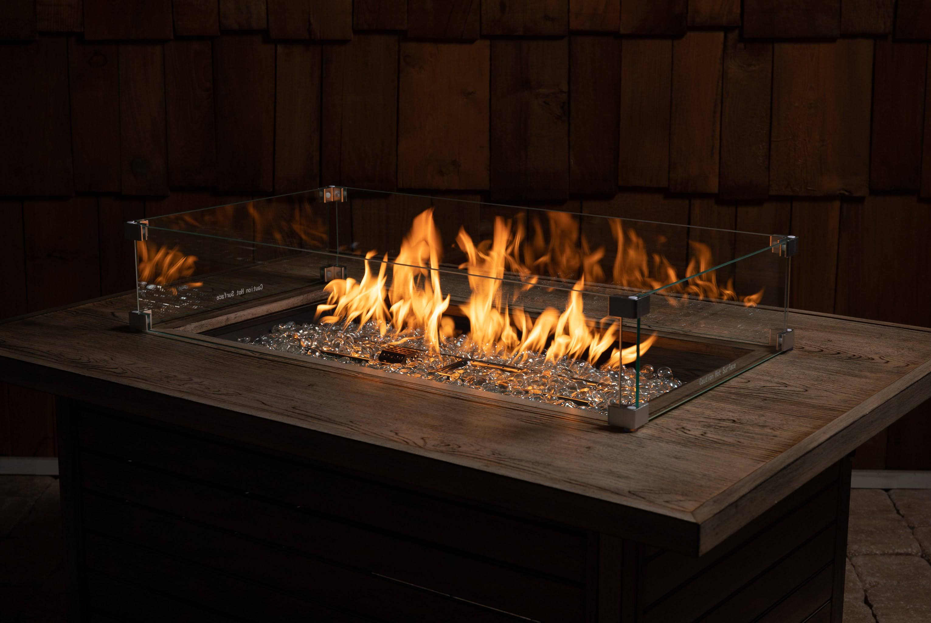 Fire Sense-63248-Tempered Glass Wind Guard for Rectangular Fire Pits