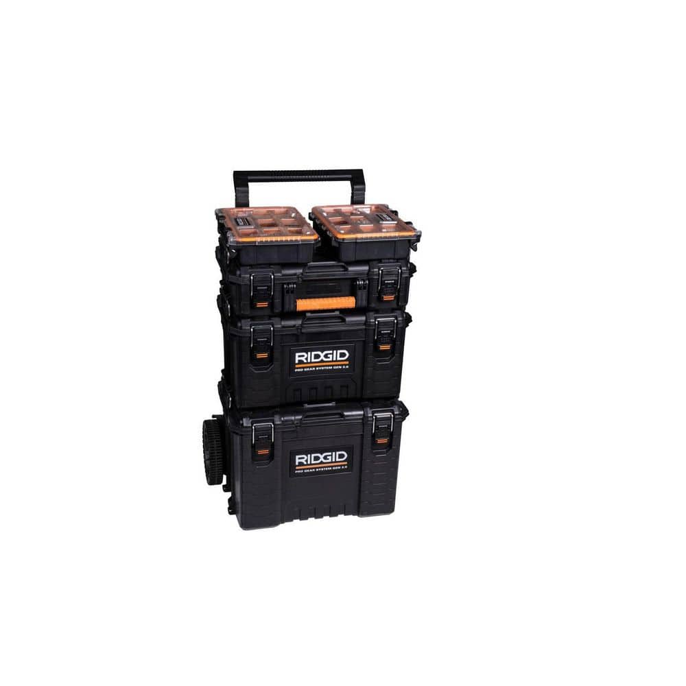 Ridgid 2.0 Pro 22 in. Gear System Rolling Tool Box and Tool Box and Tool Case 254065-254067-254069