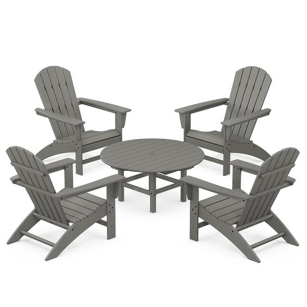 POLYWOOD Nautical 5Piece Adirondack Chair Conversation Set