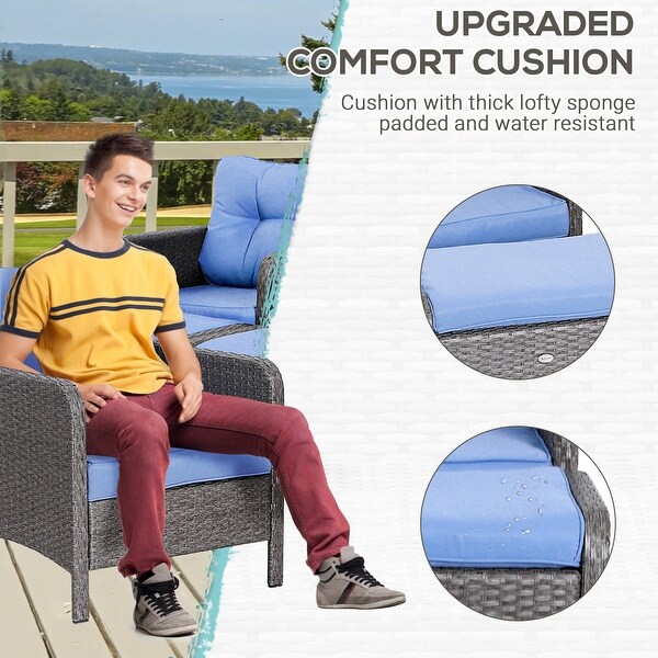 Outsunny 5piece Wicker Patio Chairs,Ottomans,and Coffee Table Set