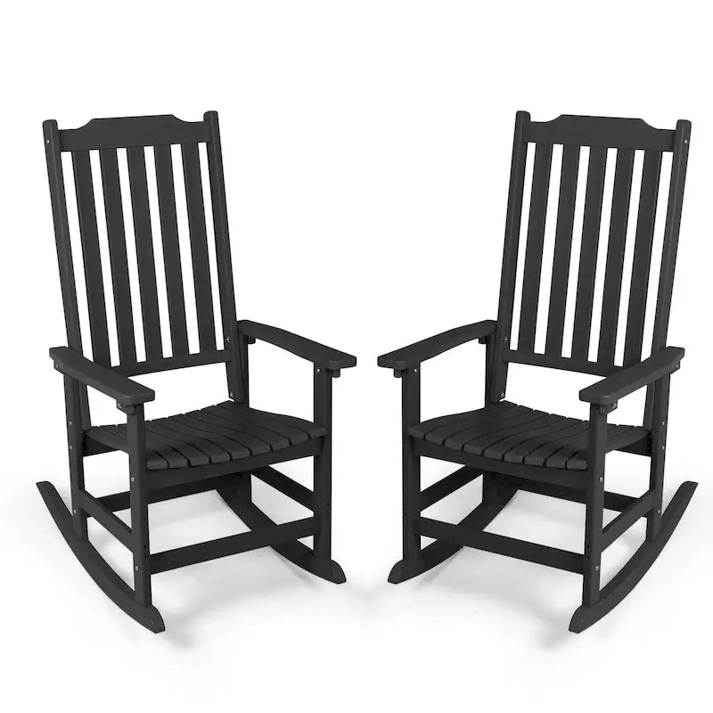 Vrakae All-Weather Rocking Chairs – High-Back Patio Pair with UV-Resistant Construction