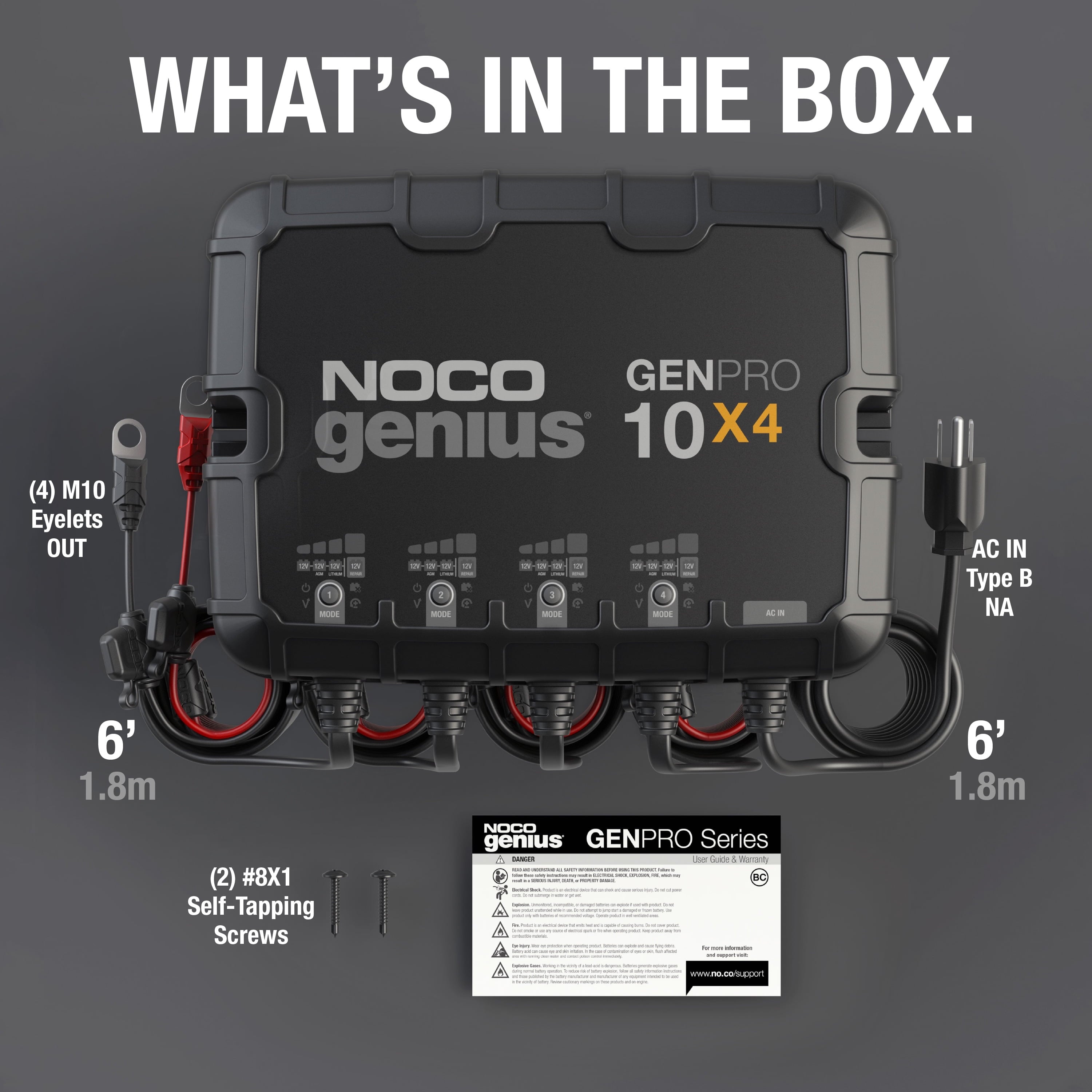 NOCO Genius GENPRO10X4 4-Bank 40A (10A/Bank) 12V Onboard Battery Charger