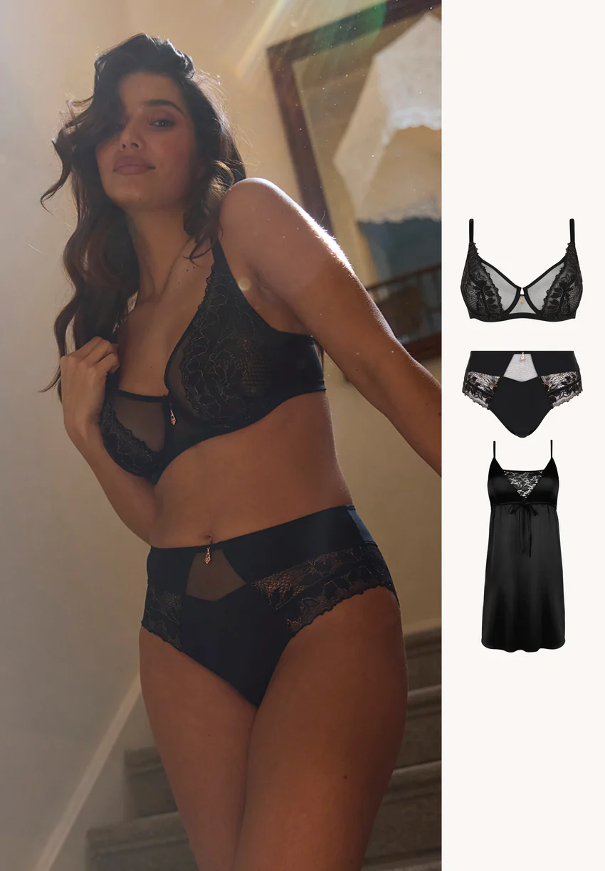 Ensemble Mélodie noir et cuivré avec nuisette