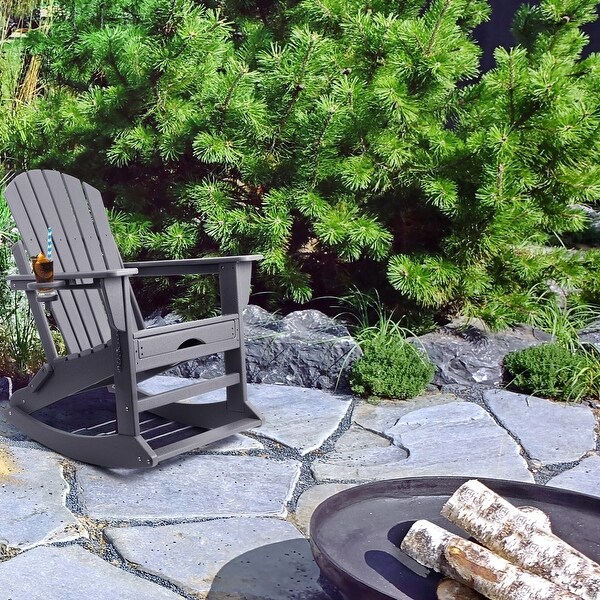 Vrakae Folding and Rocking Adirondack Chair with Ottoman