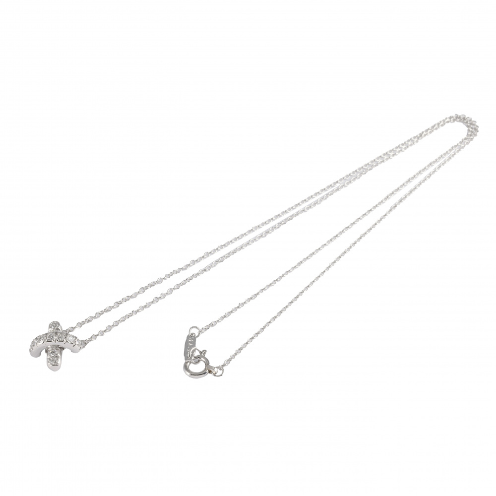 Tiffany & Co. Tiffany Cross-stitch PT950 Necklace Platinum Diamond