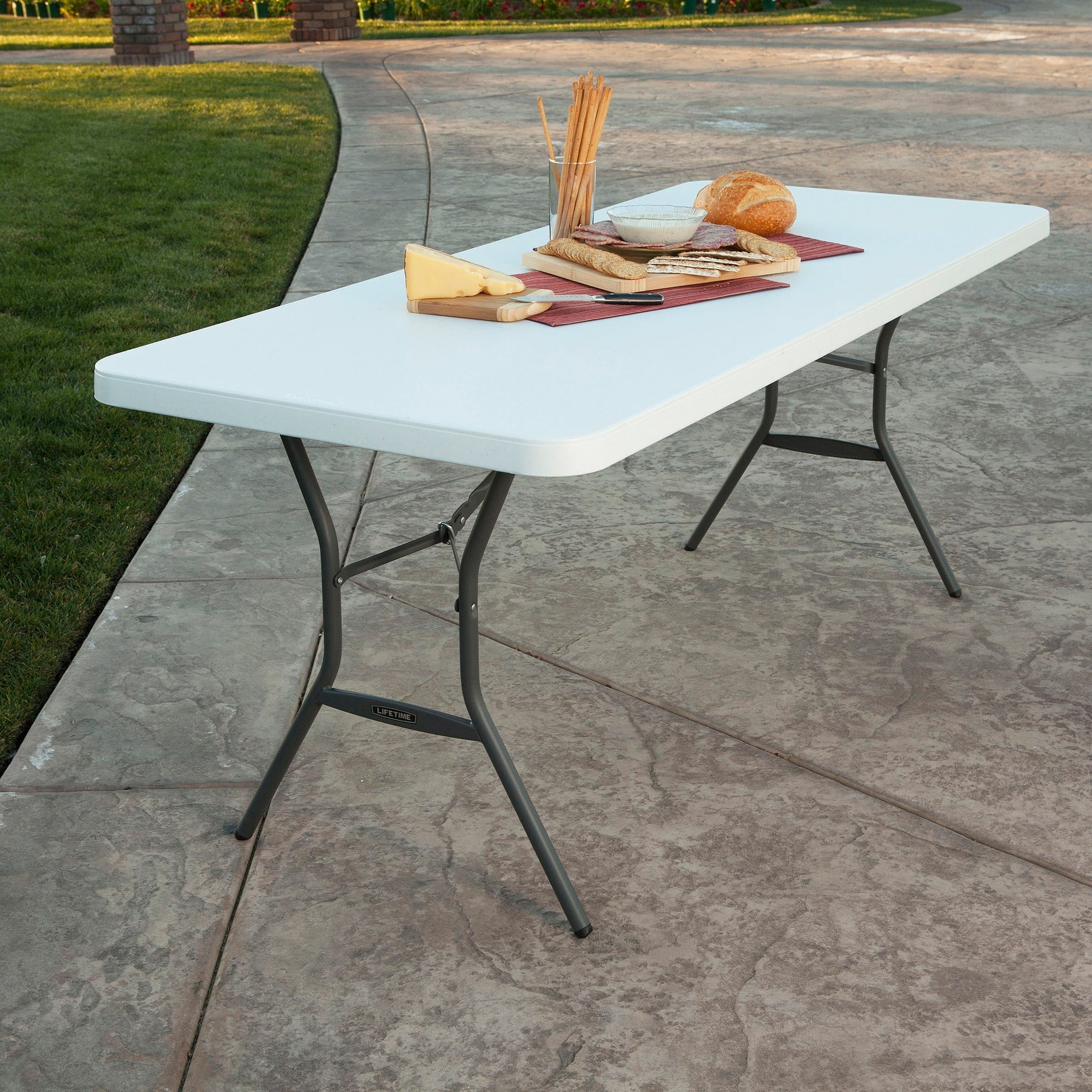 Lifetime 6 ft. Rectangle Commercial Fold-In-Half Table – White