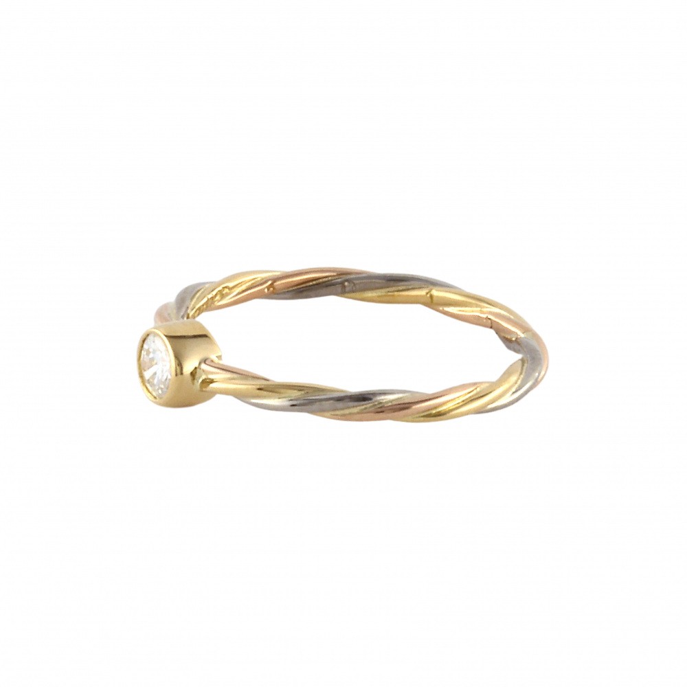 Cartier Twist 1PD K18YG Yellow Gold K18PG Pink Gold K18WG White Gold Ring Tri-Gold Diamond