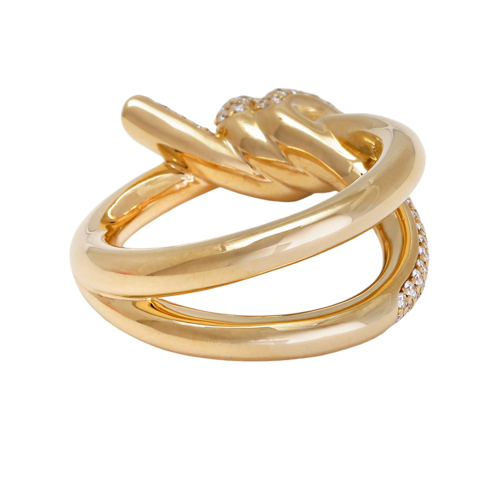 Tiffany & Co. Knot Double Row Ring 18K Yellow Gold Diamond 68887968