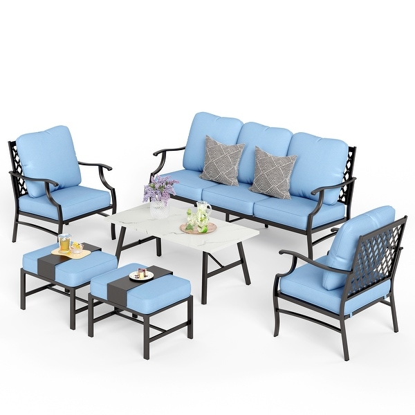 MAISON ARTS 6/7Piece Patio Conversation Sets,Sofa Set with 2/4 x Single Chairs,1 x 3seater Sofa and Coffee Table/Ottomans