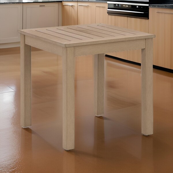 Karo 24 Inch Outdoor Side End Table,Modern Slatted Top,Natural Brown