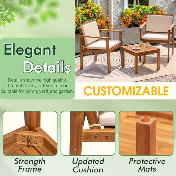 Furniwell Patio Set Acacia Wood Furniture Conversation Seat with Table