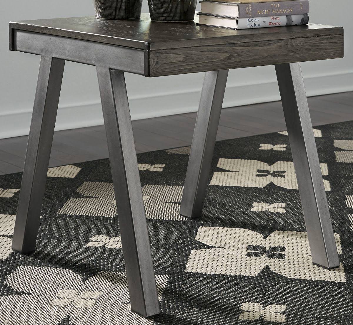 Ashley Raventown GRAYISH Brown Rectangular End Table