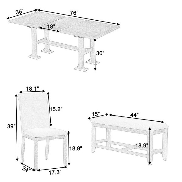 Extendable Dining Table Set,with Removable Leaf and Upholstered Chairs