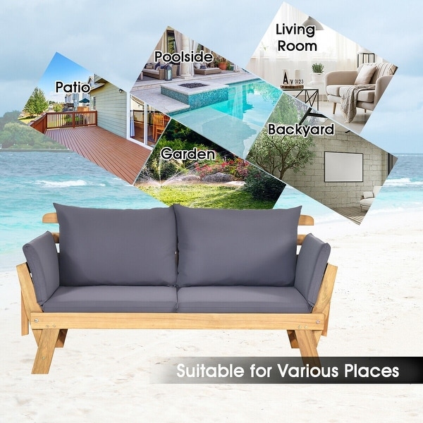 Adjustable Patio Convertible Sofa with Thick Cushion