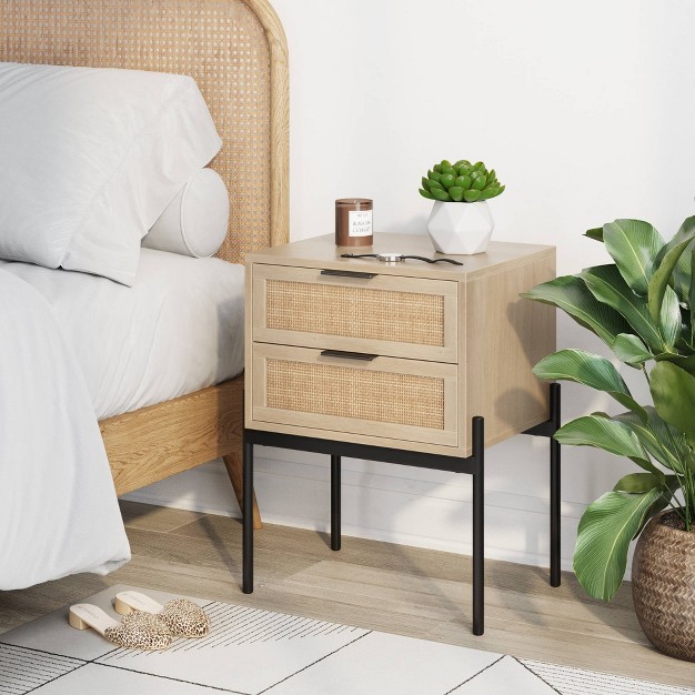 Andrew Wood And Rattan Side Table Nathan James