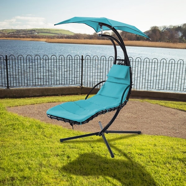 Hanging Chaise Lounger with Removable Canopy