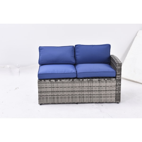 Patio Furniture Set,7 Pieces Sectional Conversation Sofa with Ottomans,All Weather,With Backrest and Removable Cushions