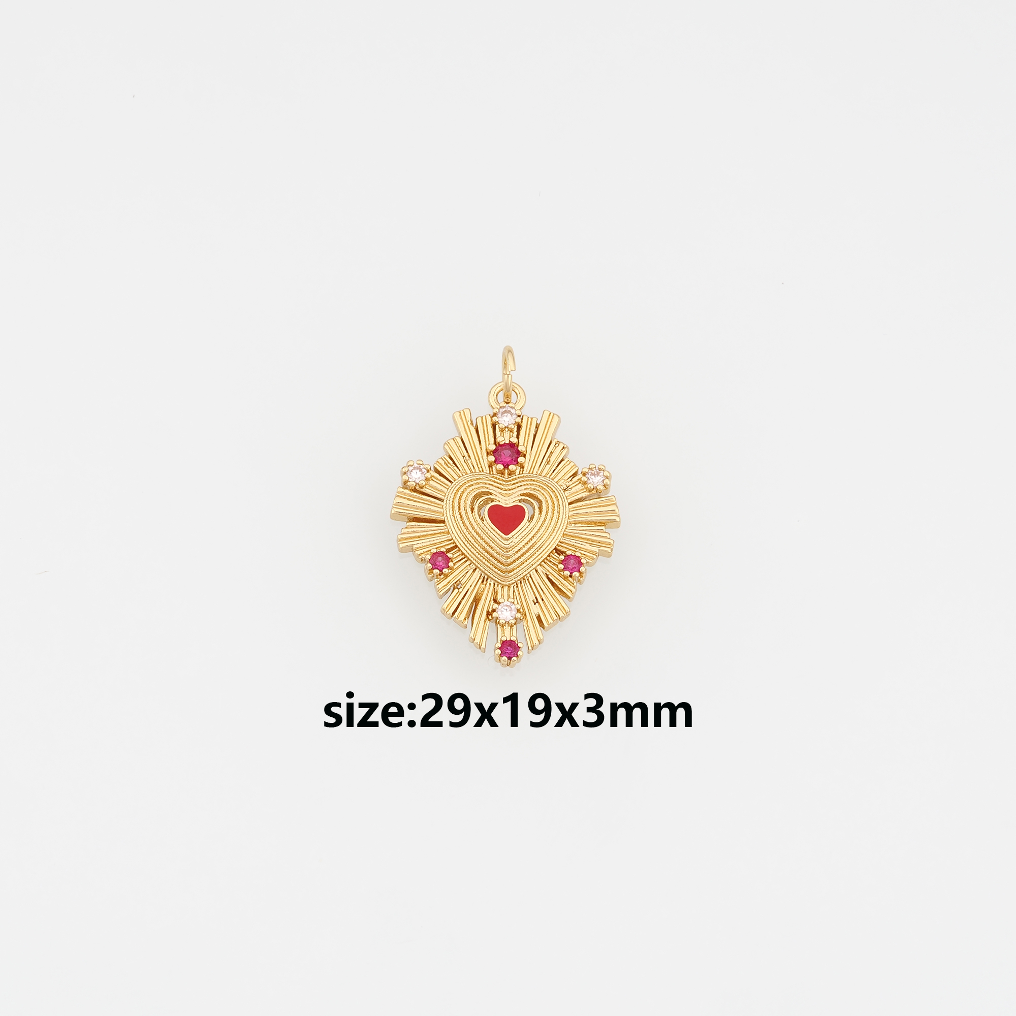 18K Gold Filled Sacred Heart Pendant,CZ Micro Pave Religious Charm Earrings Necklace for DIY Jewelry Making Supply
