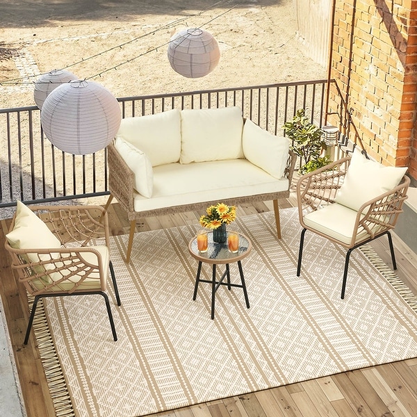 Moasis Wicker Patio Loveseat with Cushion