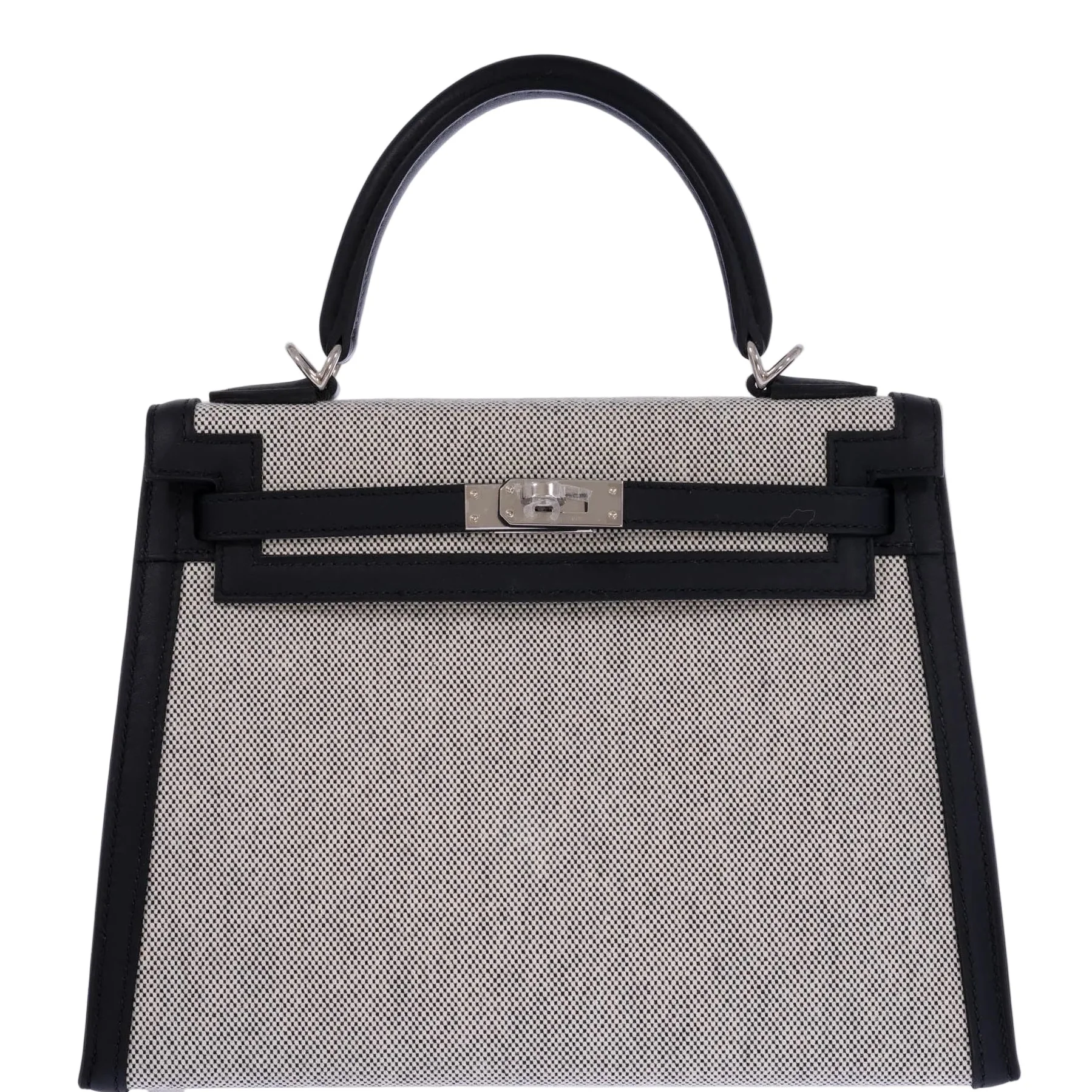 Hermès Kelly 25 Sellier Toile H Noir Swift Palladium Hardware