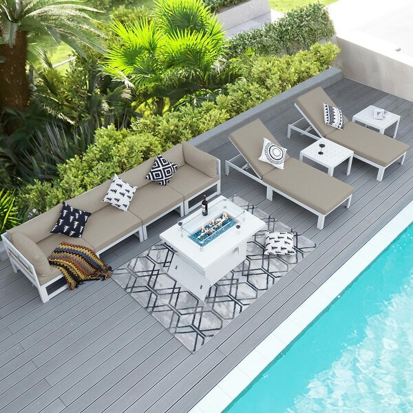 Nicesoul White Aluminum Modern Patio Furniture Sectional Sofa Set with Cushion