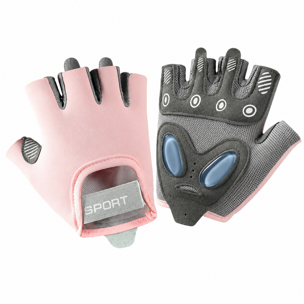 Adjustable Half-Finger Fitness Gloves in Cloud Pink