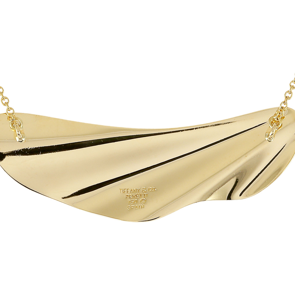 Tiffany & Co. Elsa Peretti Feather Motif Necklace 18K Yellow Gold