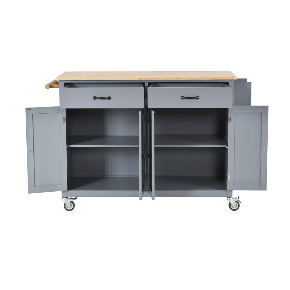 Kitchen Island Cart with Spacious Tabletop and Locking Wheels, 54.3
