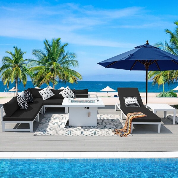 Nicesoul White Aluminum Modern Patio Furniture Sectional Sofa Set with Cushion