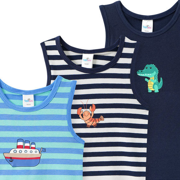 Topomini 3 Baby Unterhemden mit Print