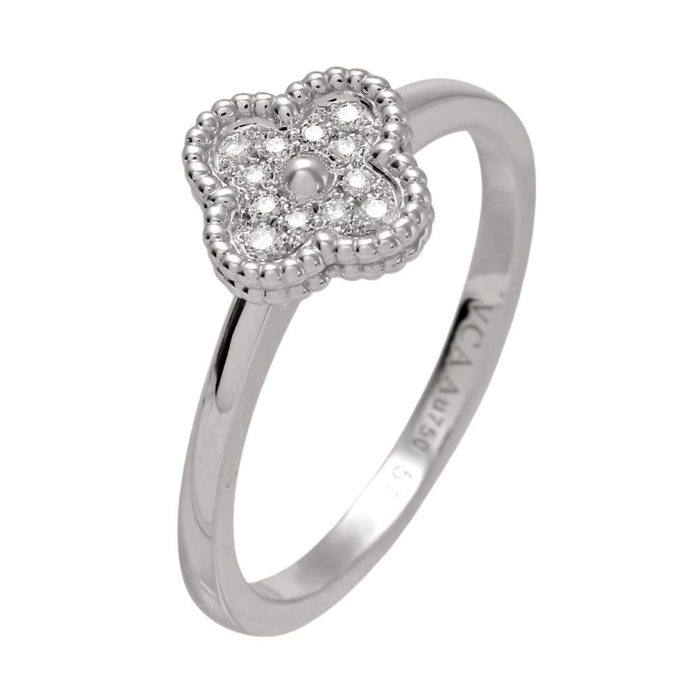 Van Cleef & Arpels Sweet Alhambra Ring 18K White Gold Diamond VCARO85800