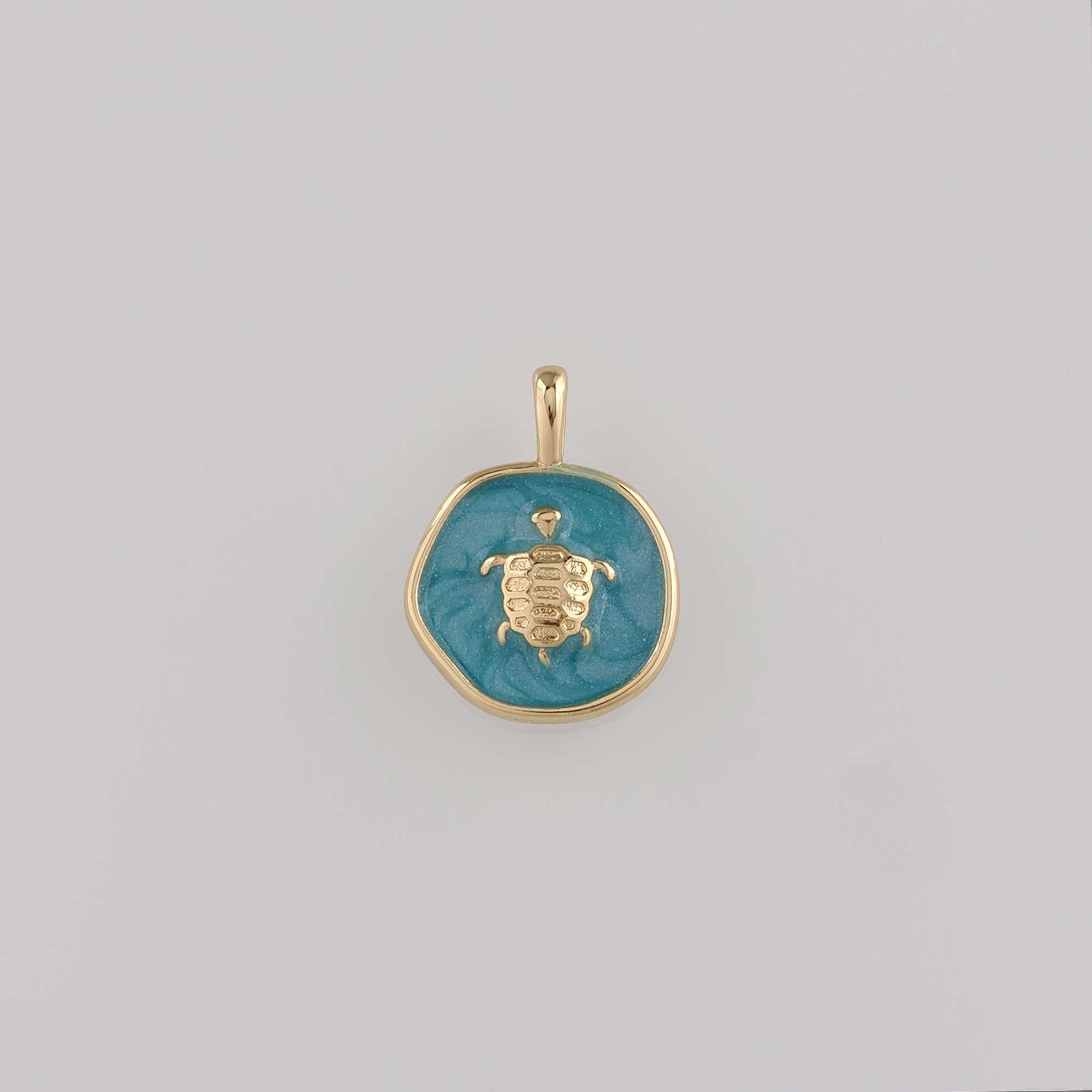18K Gold Filled Turtle Pendant,Enamel Turtle Charm Earrings Necklace for DIY Jewelry Making Supply