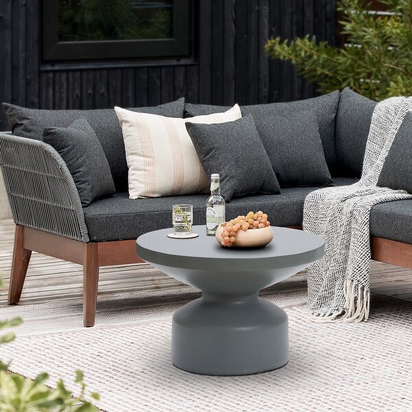 Grey MgO Round Coffee Table,Indoors and Outdoors