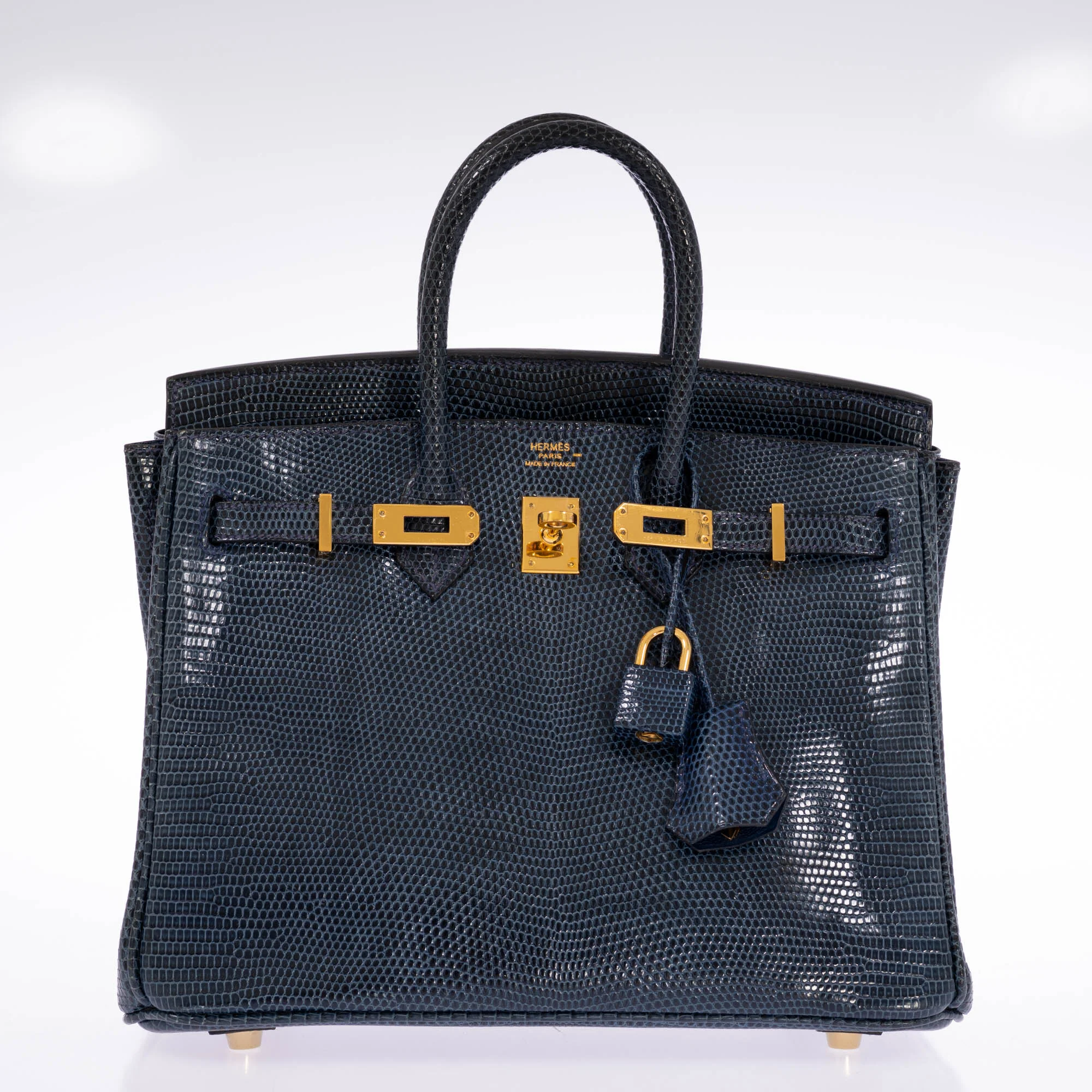 Hermès Birkin 25 Bleu de Malte Lizard Gold Hardware