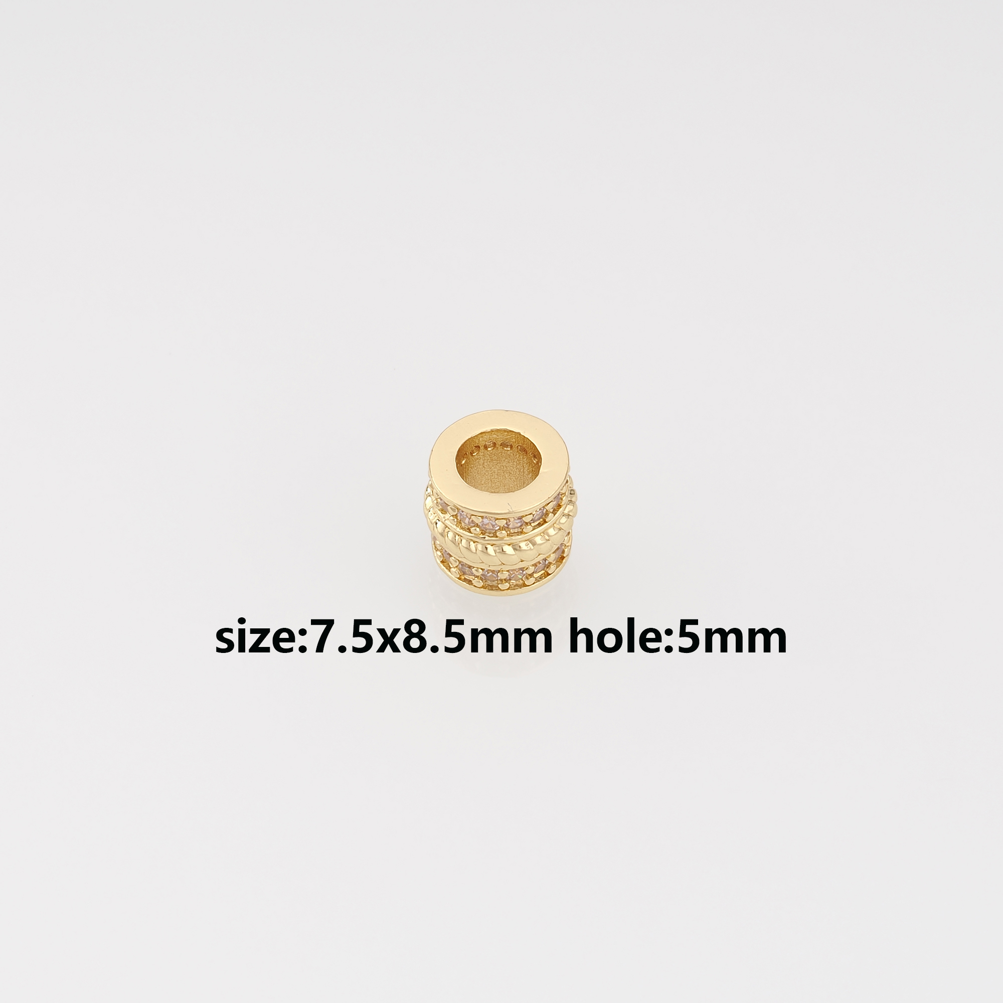 18K Gold Filled Cylinder Spacer Beads,CZ Micro Pave Barrel Beads for Bracelet Jewelry Necklace Making Supply