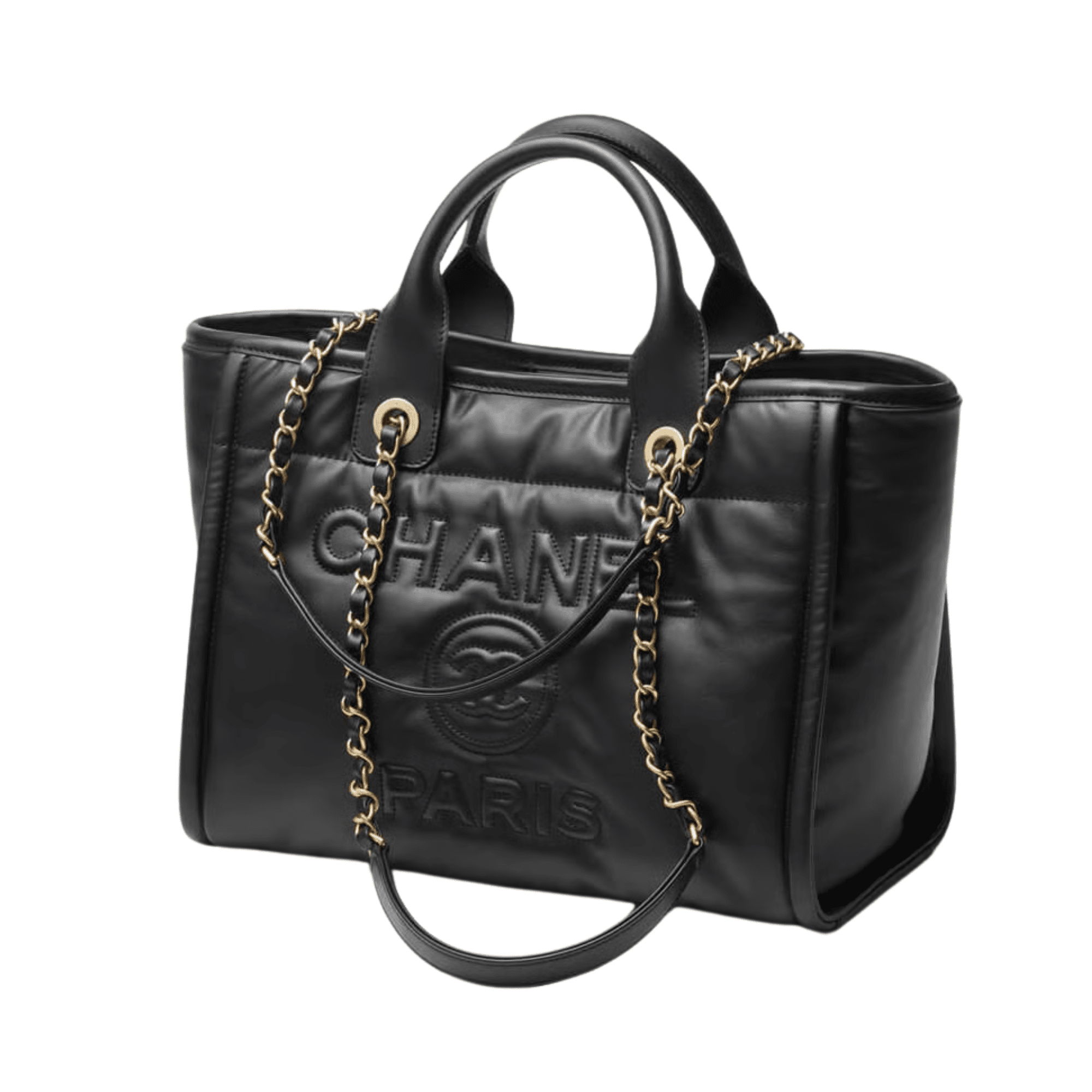 Chanel Deauville Calfskin Small Shopping Bag Black 39cm