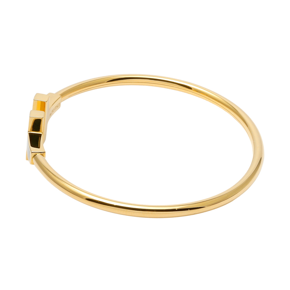 Tiffany & Co. Tiffany T Wire Bracelet M 18K Yellow Gold Mother of Pearl 63958484
