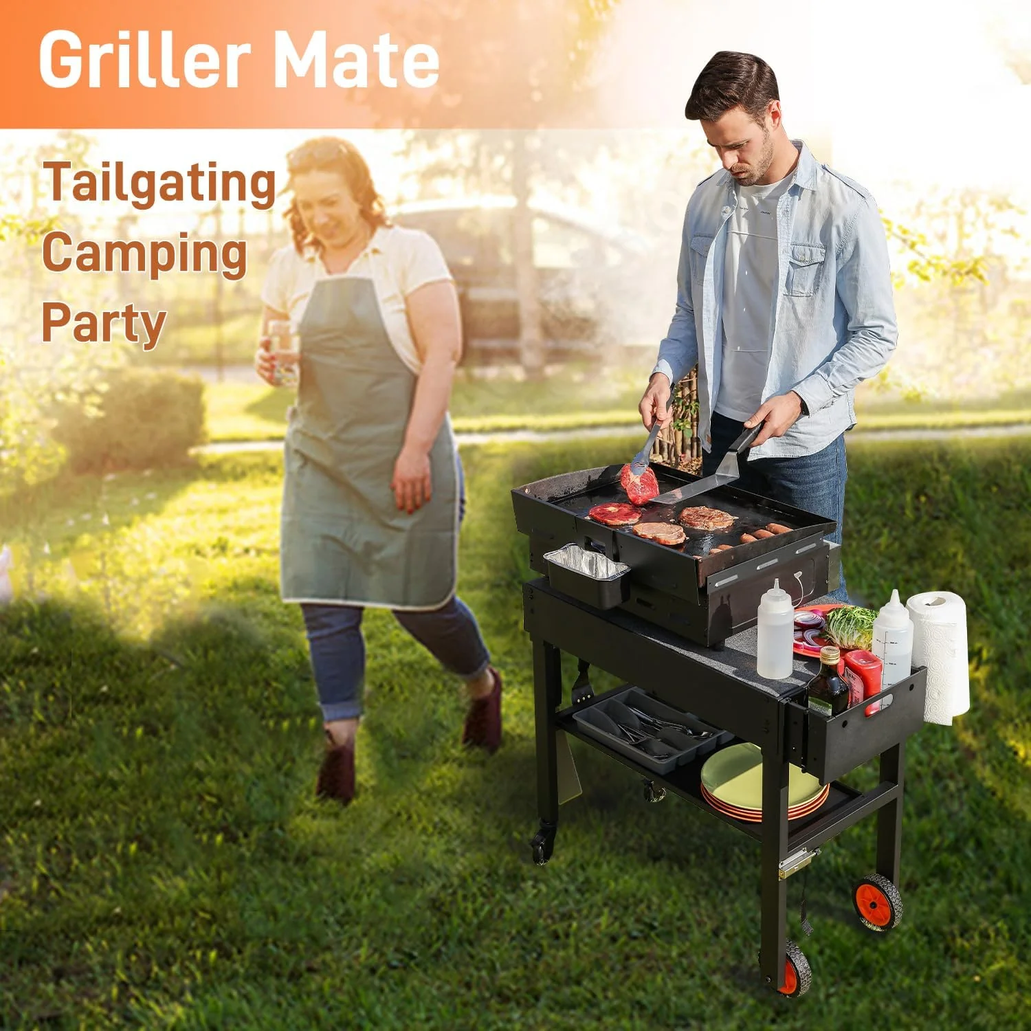 Portable Grill Table Stand | Folding Prep Station for 17