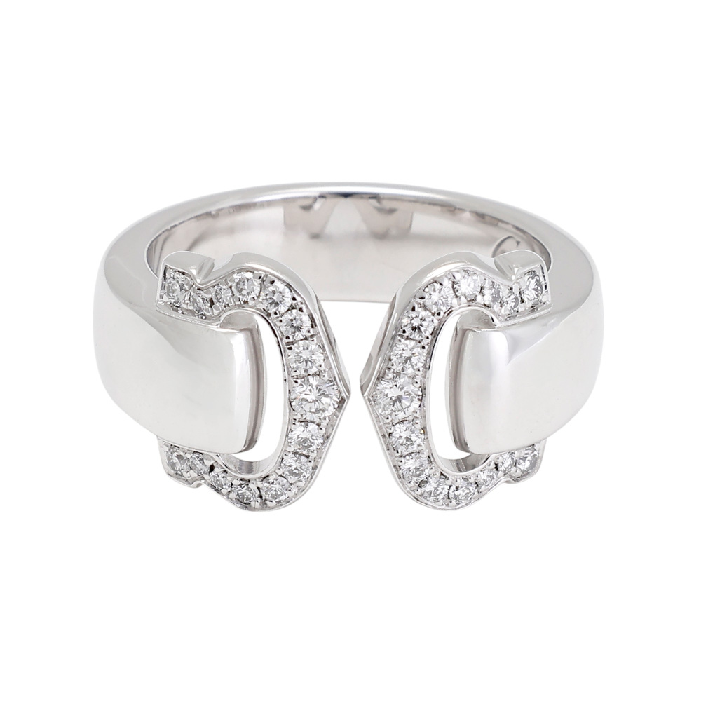 Cartier 2C Boucurse Ring 18K White Gold Diamond