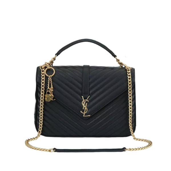 Saint Laurent College Large Chain Bag Black 25Cm