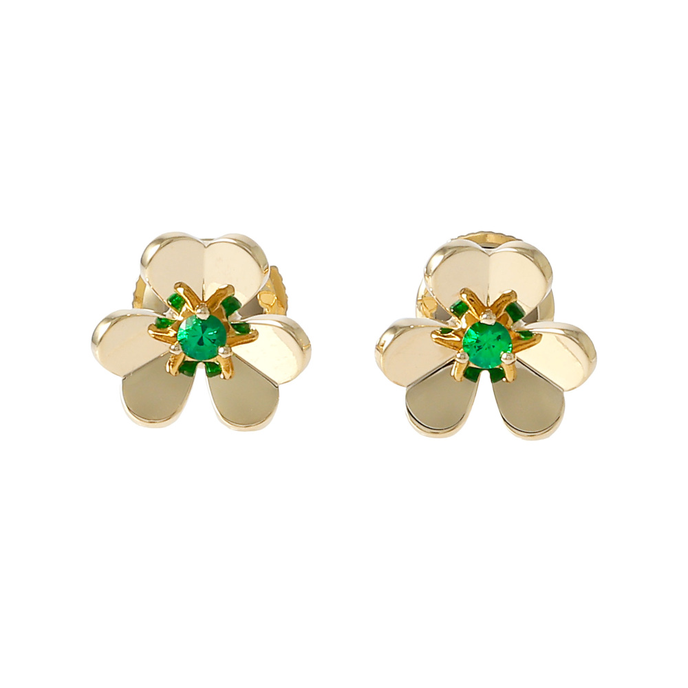 Van Cleef & Arpels Frivole Earrings 18K Yellow Gold Emerald VCARP7SD00