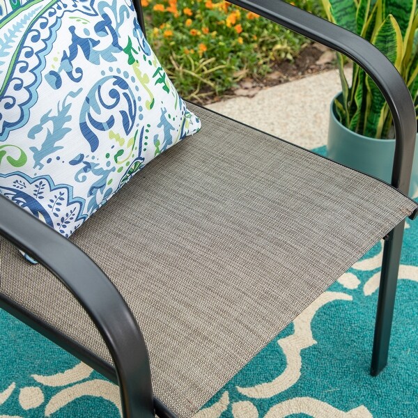 MAISON ARTS 7Piece Patio Dining Set Woodlook Rectangle Table and 6 Textilene Chairs