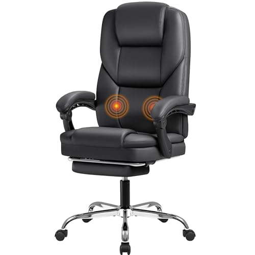 Furmax Office Chair with Footrest Ergonomic High Back Design Executive Computer Desk Chair400lbs, 90-155° Reclining Leather Home Office Desk Chairs Swivel Task Chairs with Wheels (Brown)