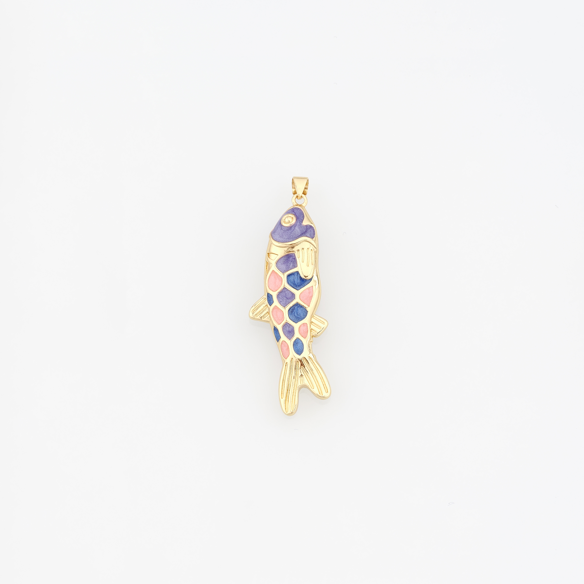 18K Gold Filled Fish Pendant,Enamel Ocean Charm Earrings Necklace for DIY Jewelry Making Supply