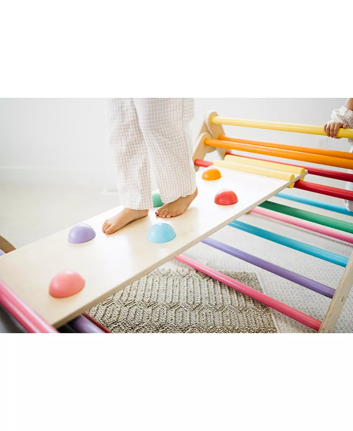 Lily and River Birch Little Climber Playset With Rockwall Slide In Rainbow