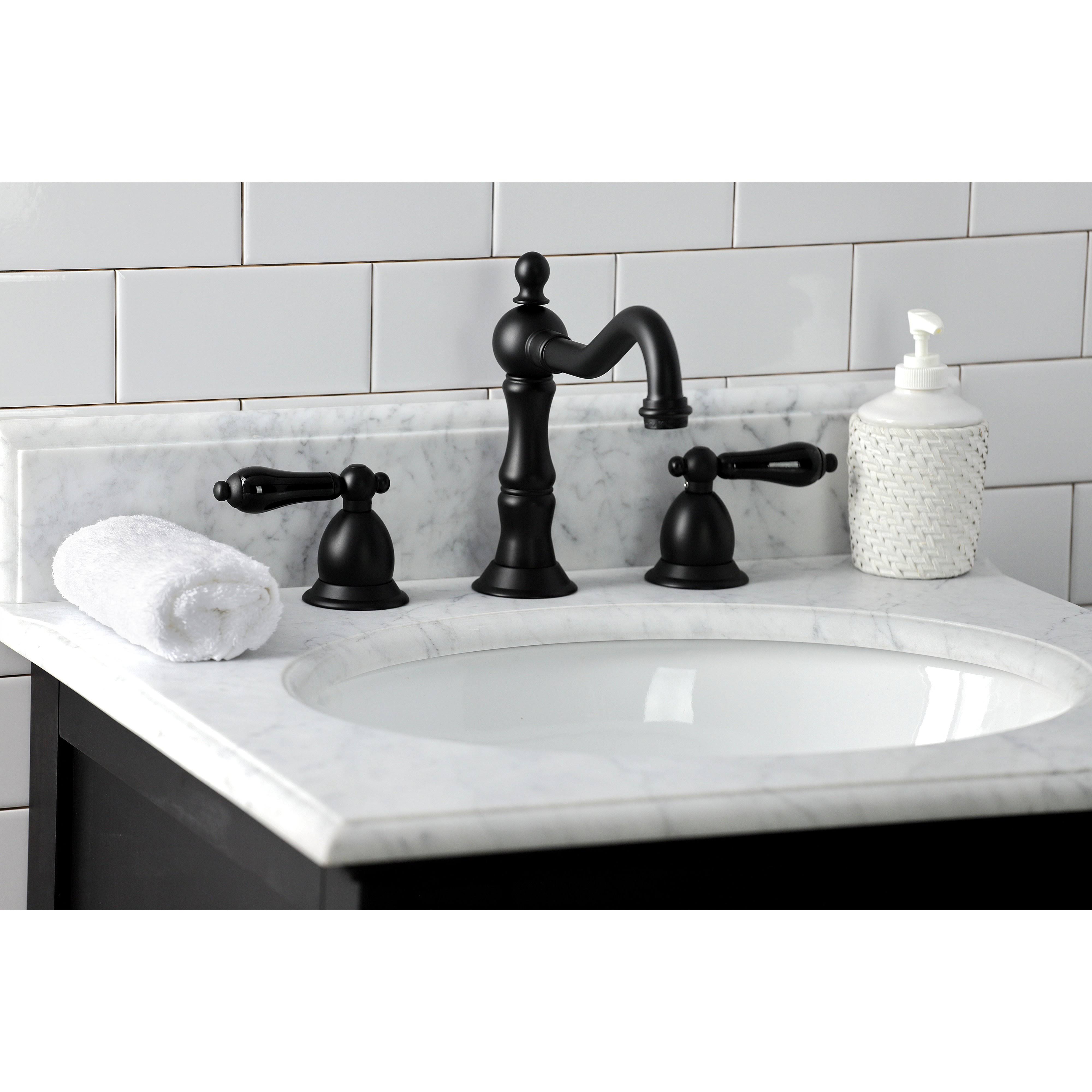 Kingston Brass KS1970PKL Duchess Widespread Bathroom Faucet with Brass Pop-Up Matte Black