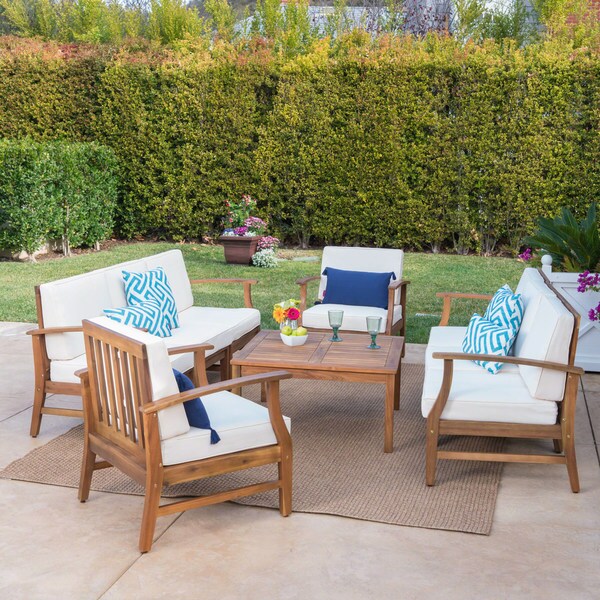 Perla Outdoor Acacia Wood 9piece Sofa Set by Christopher Knight Home